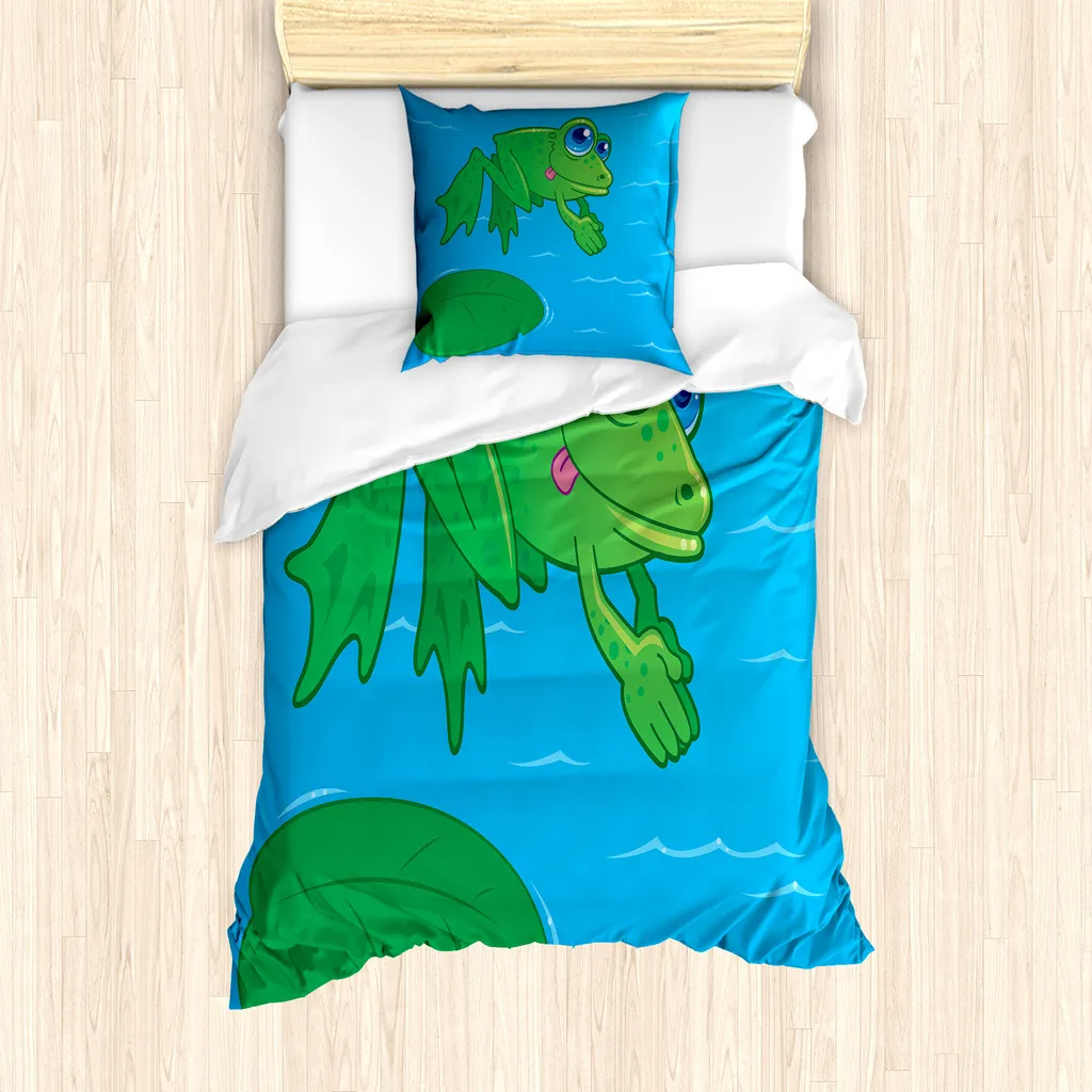 ABAKUHAUS Set Copripiumino Rana Singolo 135x200 cm | Antiacaro e Morbido