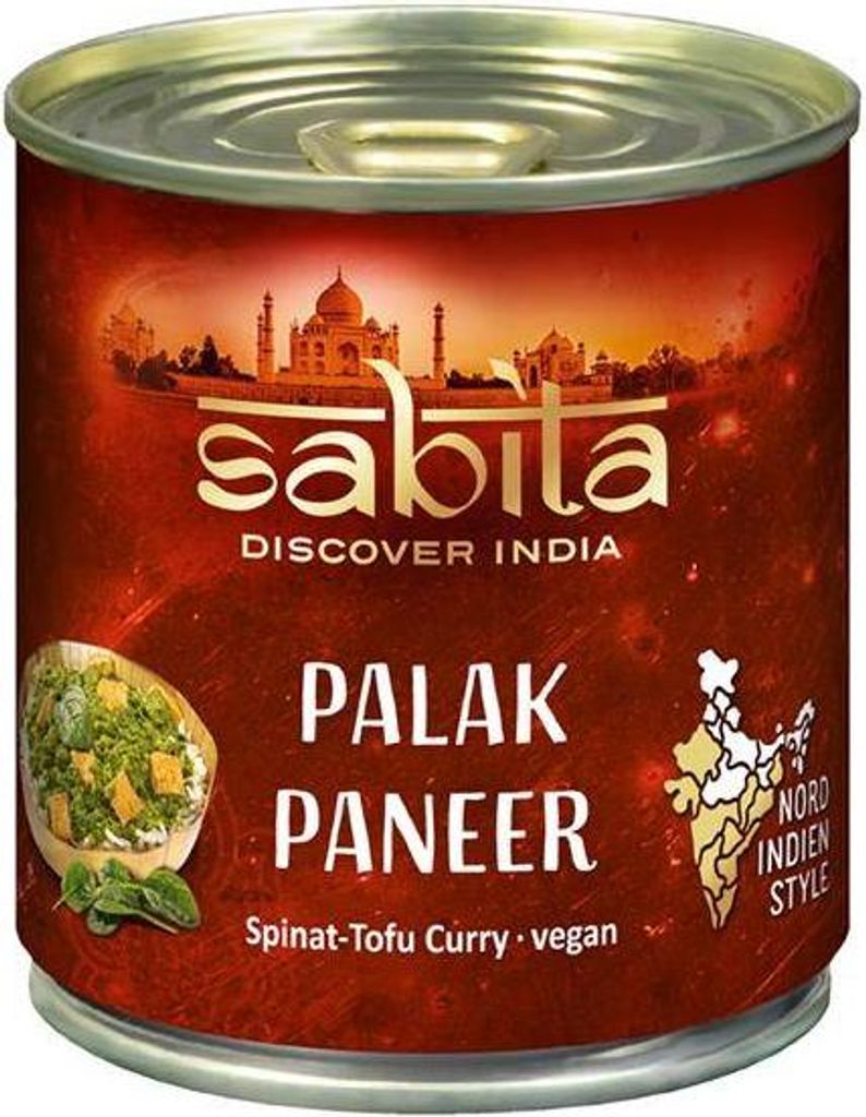 Sabita Palak Paneer 300 G Dose Vegan Glutenfrei  Spinat Produktbild 