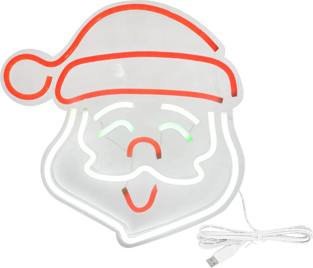 Lampe néon Père Noël LED rouge et blanc - Déco murale USB pour bar