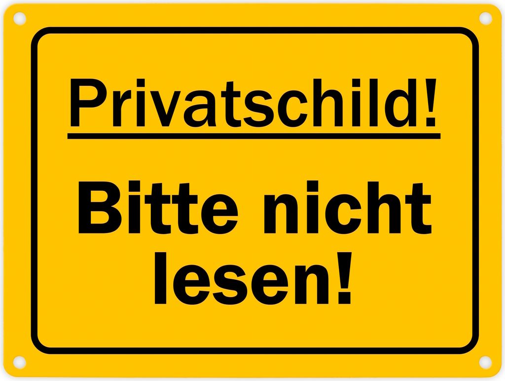 Privatschild! Bitte nicht lesen! Scherzartikel Metallschild in 15x20 cm