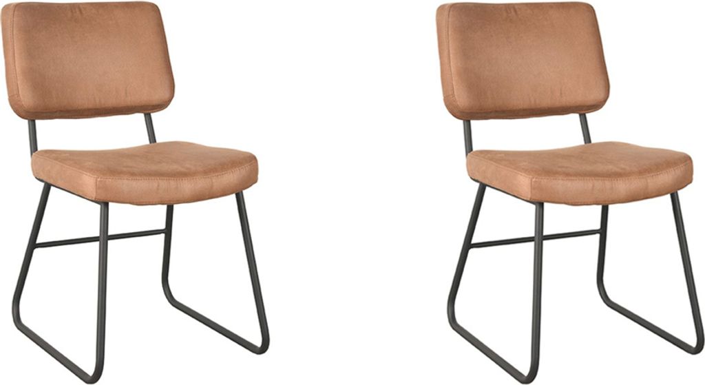 LABEL51 Esszimmerstuhl Noah – Cognac – Mikro-Wildleder