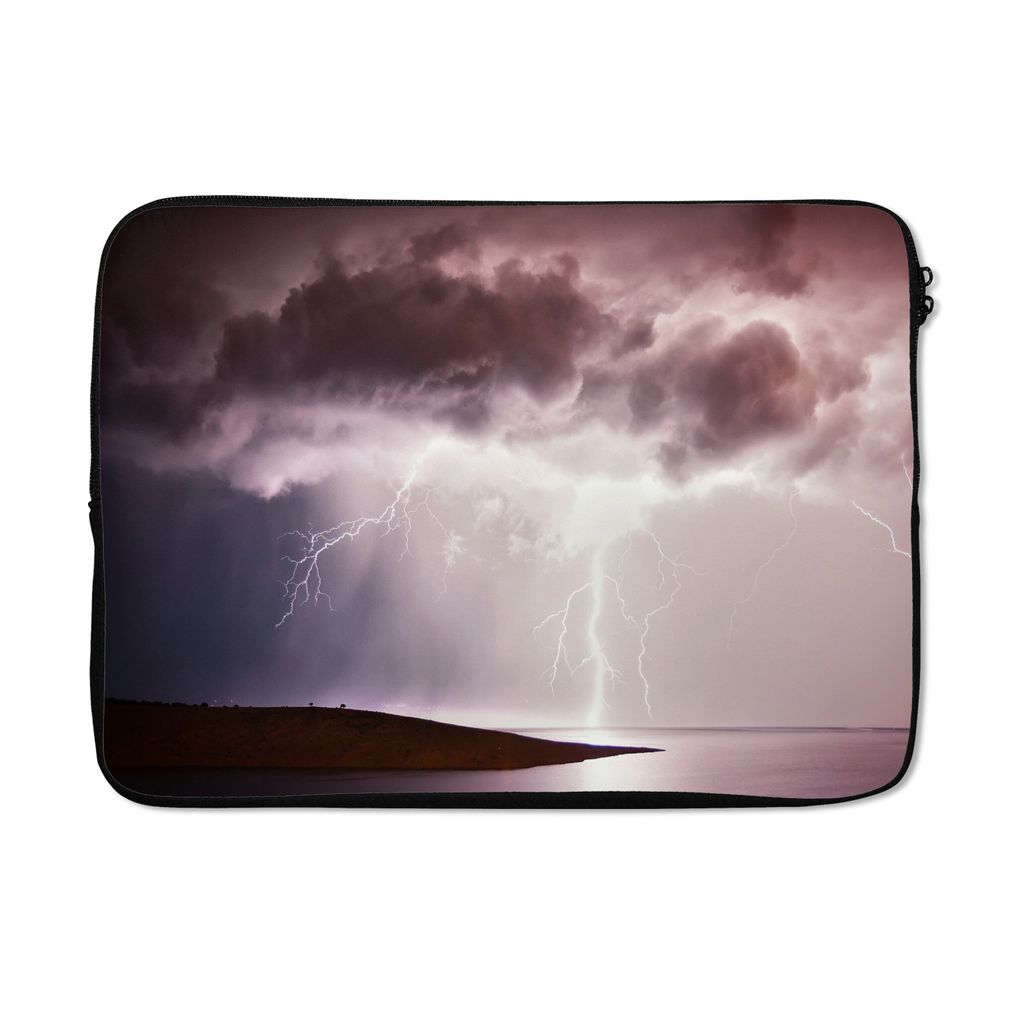 MuchoWow Laptop Hülle 13 Zoll Blitze über dem Meer Laptoptasche - Laptophülle - Sleeve - Rundumschutz