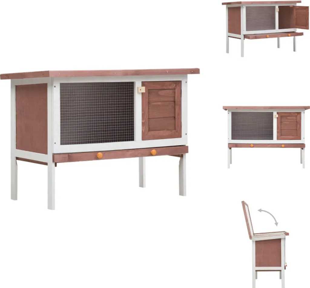 vidaXL Conigliera 1 livello in legno marrone - Habitat e recinti per piccoli animali