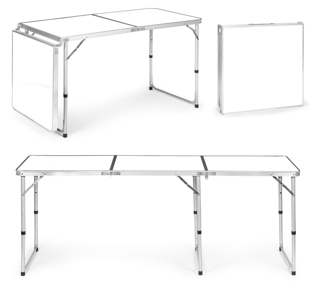 Touristentisch, klappbarer Campingtisch, weiße Platte, 180 Produktbild 