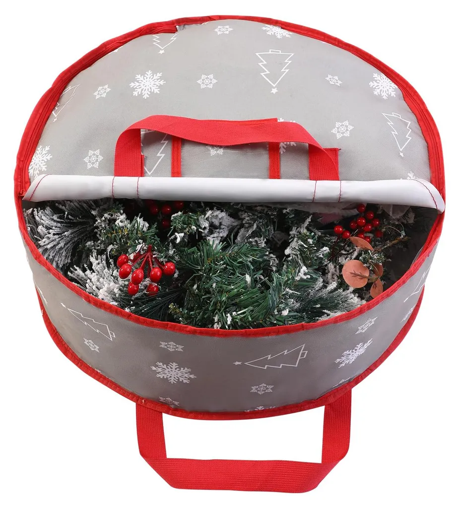 Sac de rangement couronne Noël contre poussière et humidité coloris gris