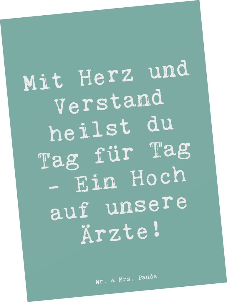 Mr. & Mrs. Panda Postkarte Spruch Arzt Herz Verstand - Meeresbrise - Geschenk, Medizinstudium, Wertschätzung, Aufmerksamkeit, Dankbarkeit, Ansicht...