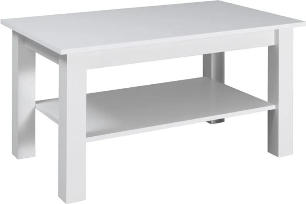 Table basse avec étagère DASSEL 1 blanc brillant et mat - 100x60x40 cm