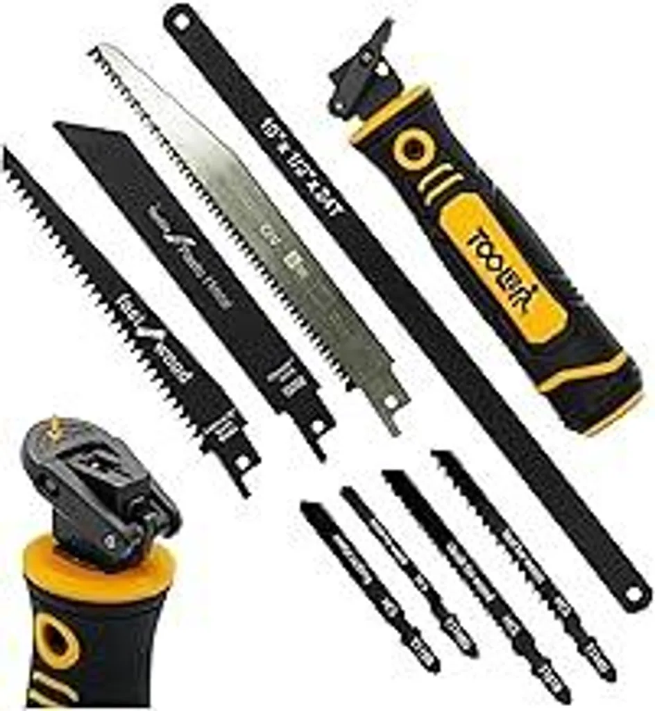 Set seghetto per metalli Magicbox 8 in 1, impugnatura con 8 lame intercambiabili per metallo, legno, cartongesso, design autobloccante e impugnatura ergonomica, seghetto professionale per il fai da te e la lavorazione del legno - 1