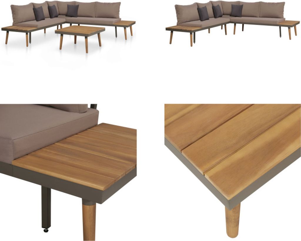 vidaXL 4 tlg. Garten Lounge Set mit Auflagen Massivholz Akazie Braun - Garten-Sofagarnitur - Garten-Sofagarnituren - Gartensofa-Set - Gartensofa-Sets