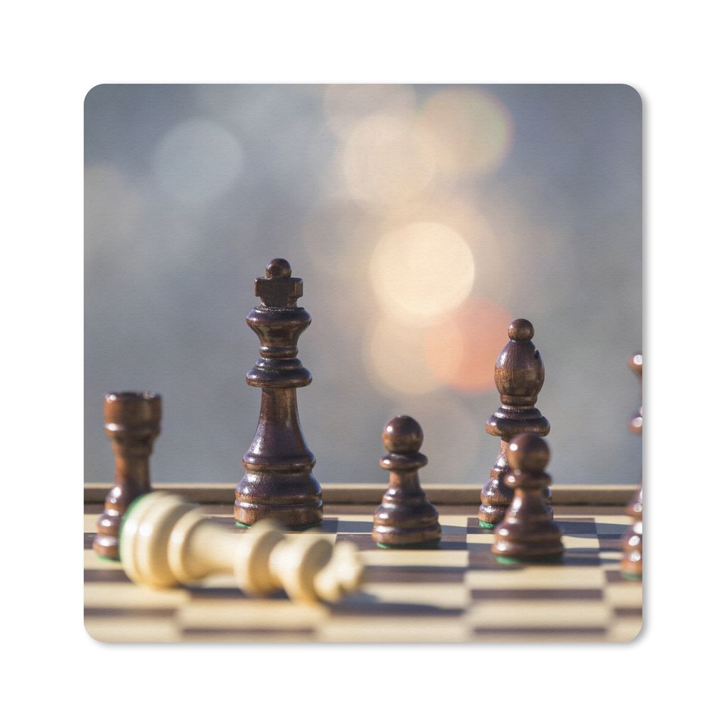 MuchoWow Mauspad Mousepad Das Schachbrett auf einem Tisch 20x20 cm - Mousepads - Maus Mat - Pad - Mausunterlage - Desk Mat - Bureauartikeln