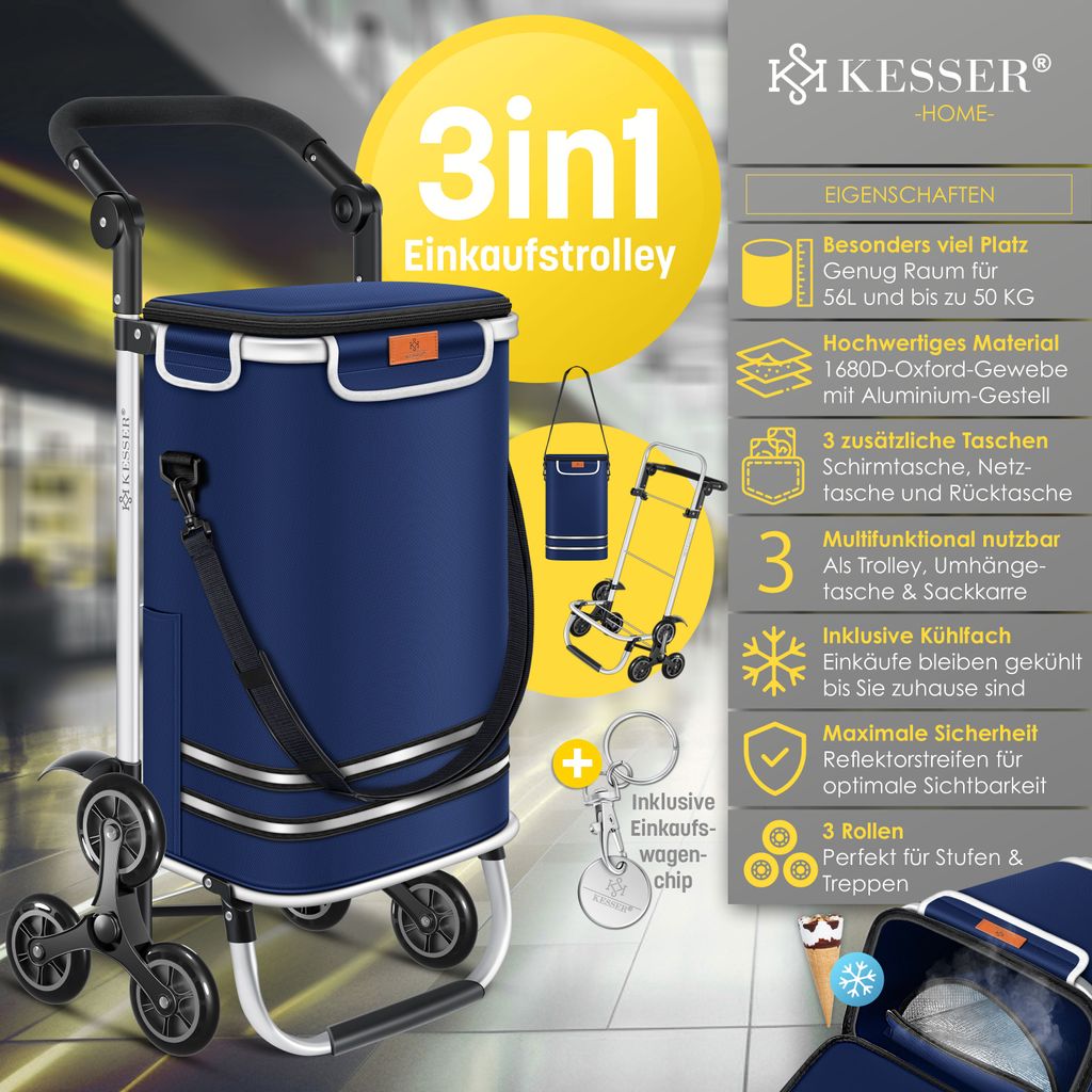 KESSER® Einkaufstrolley mit Kühlfach ideal für Stufen 56L Produktbild 2