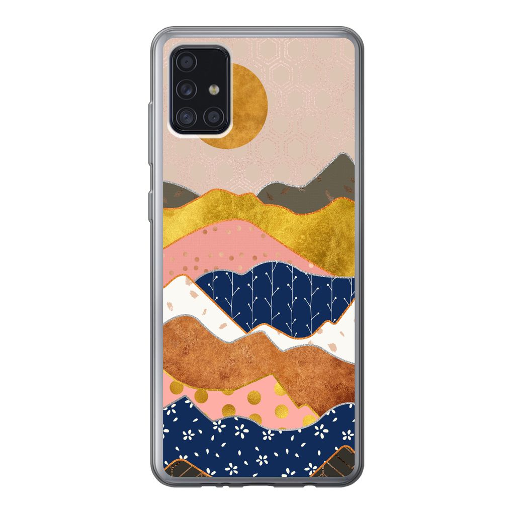 MuchoWow Handyhülle Schutzhülle Hülle für Samsung Galaxy A52 5G Gold - Pastell - Muster Silikon Softcase Handy Hülle - Umschlag