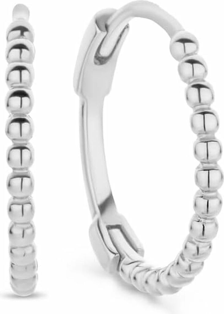 Neu Bling 9NB-0776 Silberne Ohrringe - Frauen - Besetzt - Kugeln - 20 x 1,85 mm - Rhodium - Silber