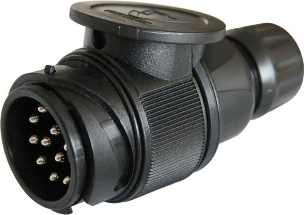 Stecker 13-polig 12V mit Dichtring, Kabelverschraubung und Schraubkontakt für Kabel Ø 9,2-11,5 mm