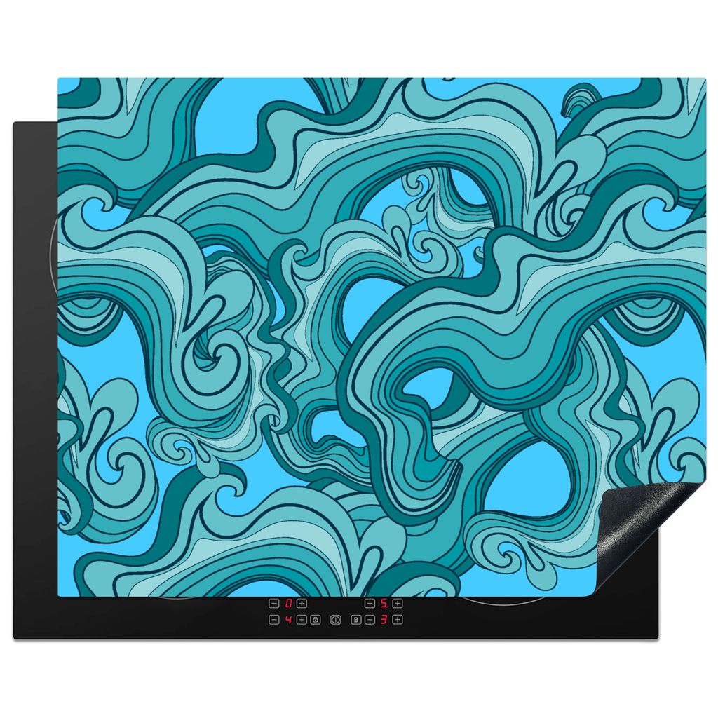 KitchenYeah Herdabdeckplatte Meer - Muster - Marmor , 65x52cm, Küche Deko, Glaskeramikkochfeld Herdabdeckung, Abdeckplatte fùr Kochfeld