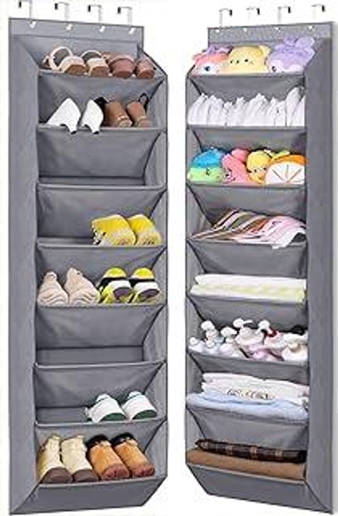 MISSLO Tür Schuhregal Schmal Schuhaufbewahrung Hängend mit 8 tiefen Taschen Passt 20-Paar Schuhorganizer, Kleiderschrank Schuhhalter für Tür H...