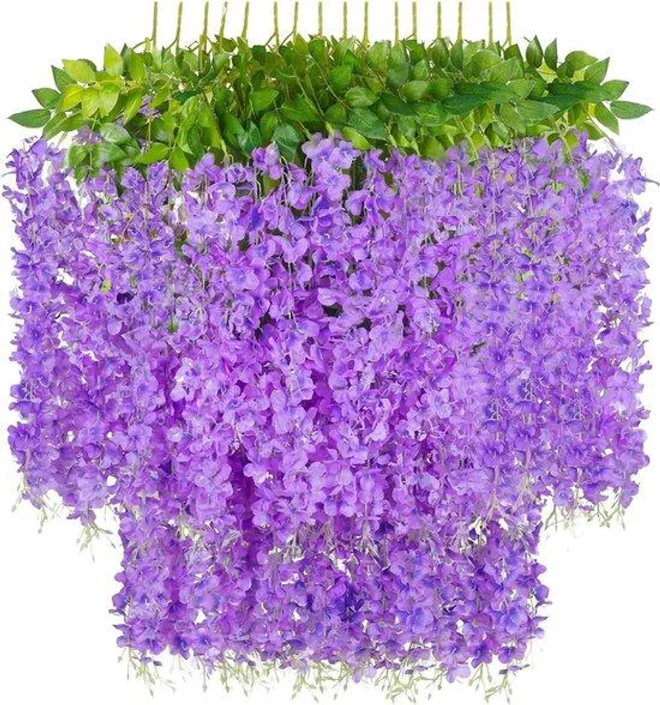 Fleurs en soie suspendues de glycine violette pour décoration intérieure