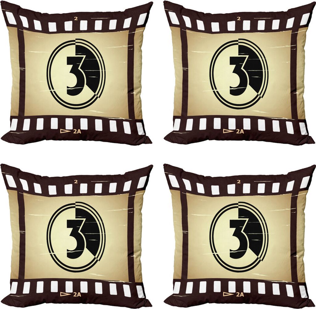 ABAKUHAUS Old Hollywood Kissenbezug Set (4 Stück), Countdown-Bildschirm, Moderner Doppelseitiger Digitaldruck, 50 cm x 50 cm, Brown Camel und Schwarz