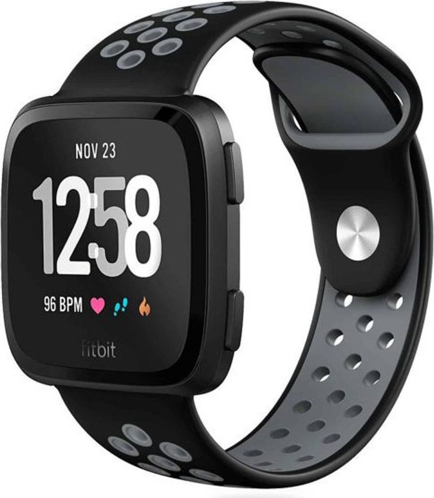 Strap-it Fitbit Versa / Versa 2 Sportarmband (Schwarz / Grau)
