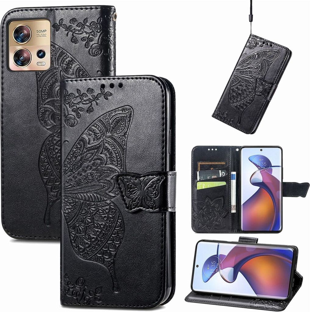 König Design Hülle kompatibel mit Kunstleder Handyhülle - Handy Case Schwarz