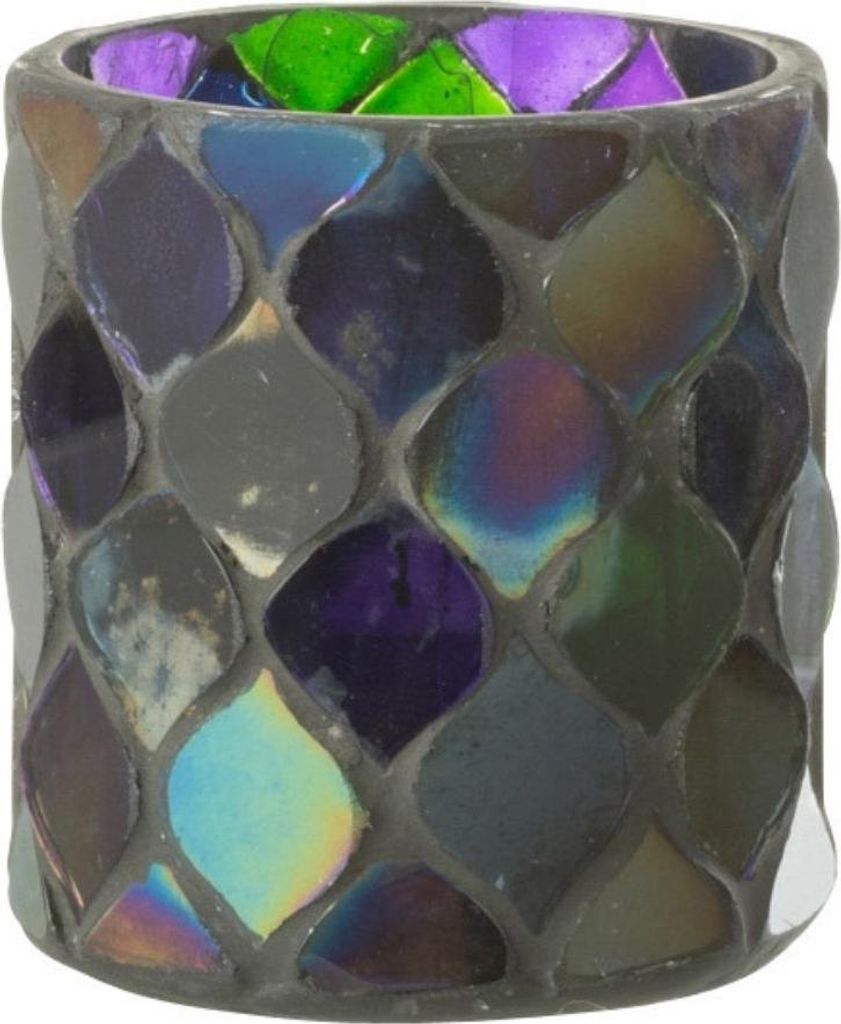 J-Line J-Line Teelichthalter Mosaik - Glas - Lila - Small