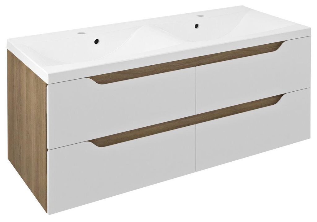 Sapho WAVE Doppelunterschrank 119,7x50x47,8cm, weiß/Eiche cuneo