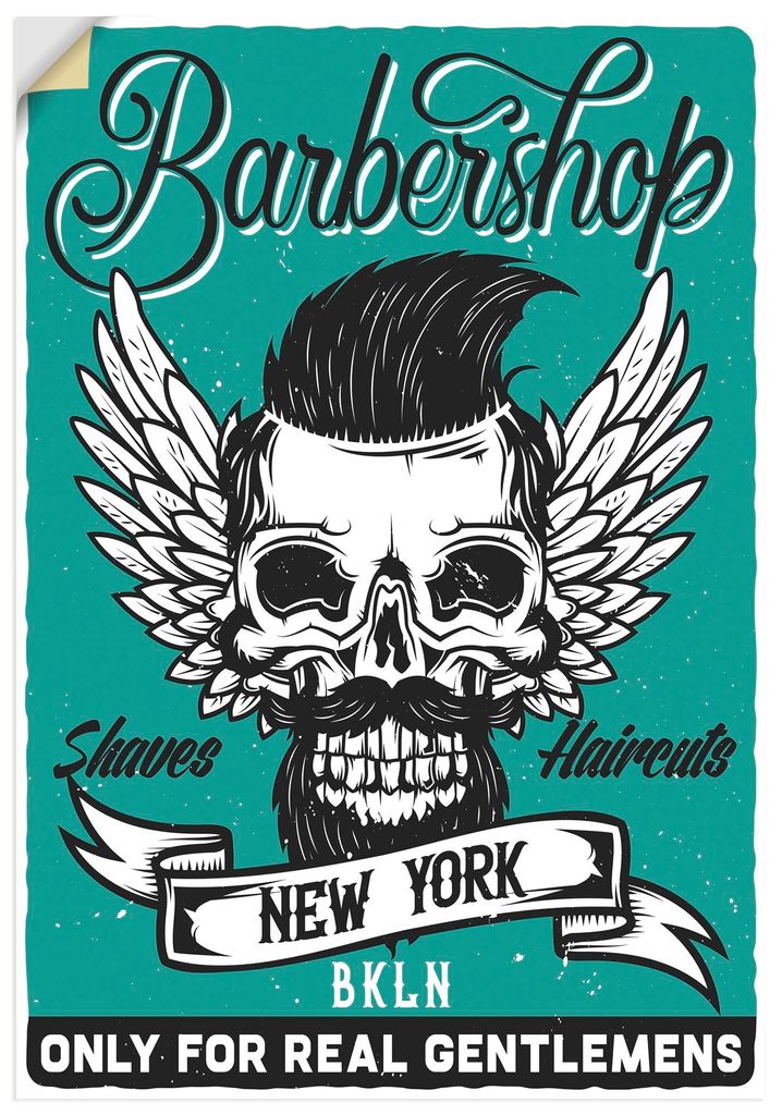 ARTland Wandbild, selbstklebend Barbershop Plakat Größe: 50x70 cm