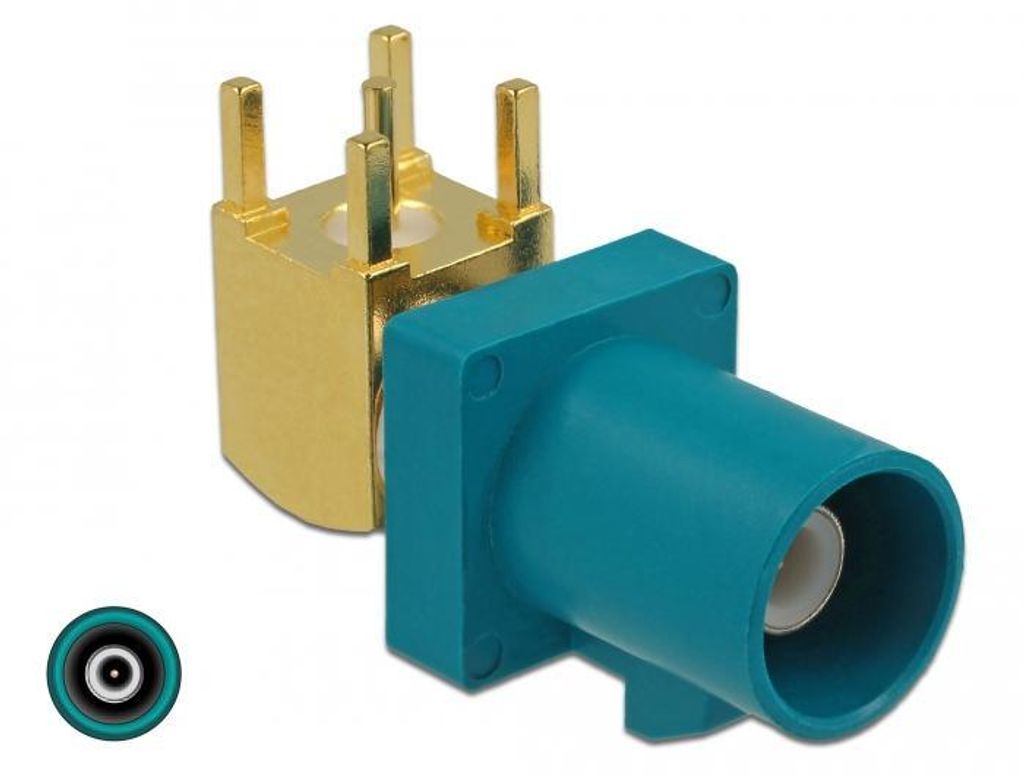 FAKRA C Stecker 90° PCB vergoldet, für RG-174/RG-316 Kabel