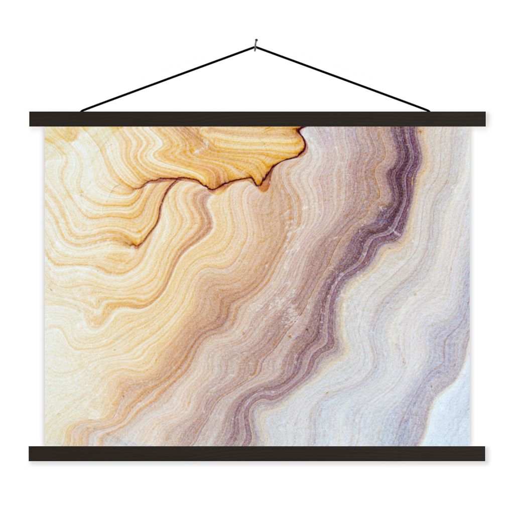 MuchoWow Textilposter Marmor - Textur - Sandstein - Gold - Marmoroptik 150x113 cm mit holzfarbenen Rahmen - Poster