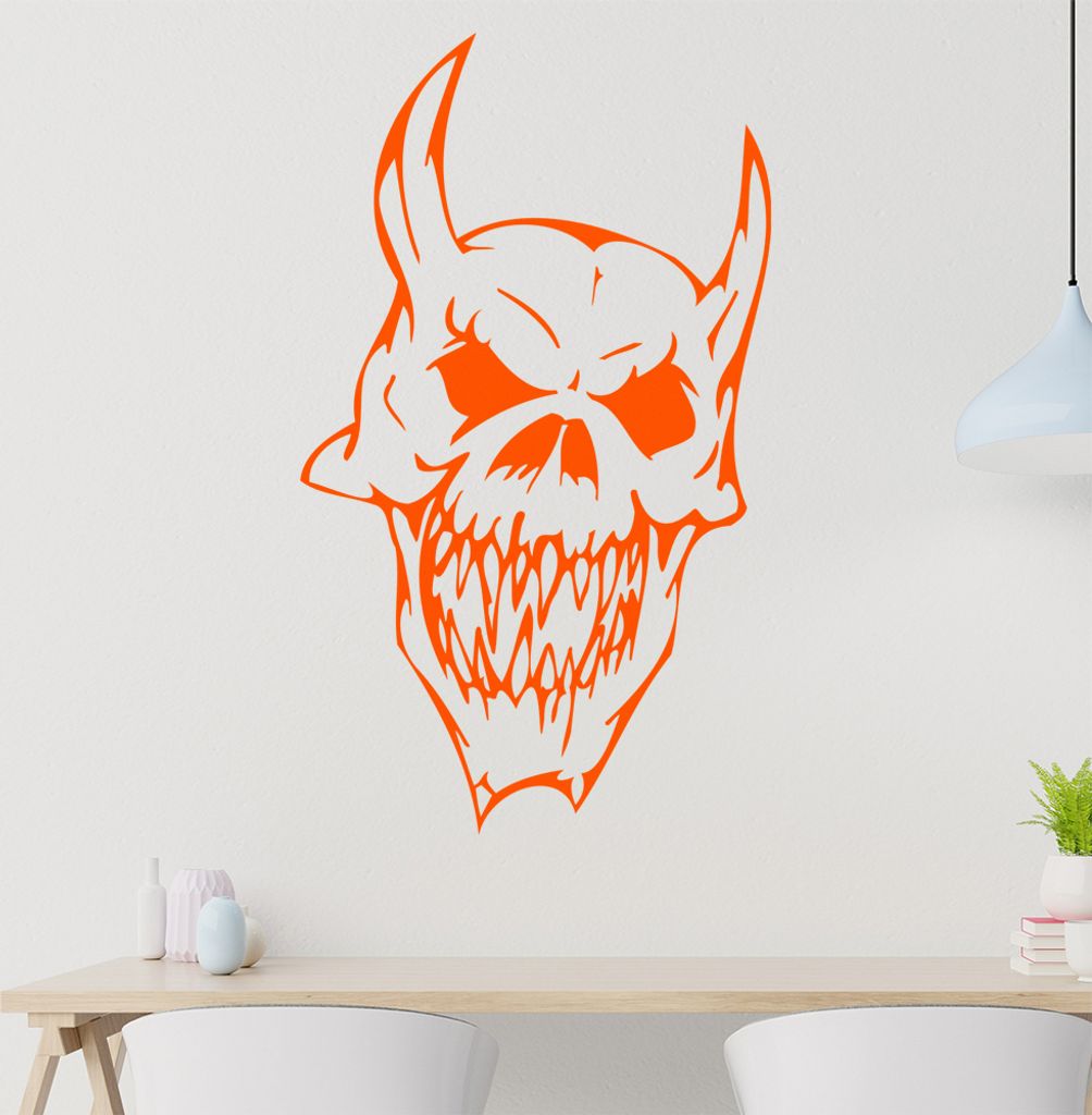 teuflische Fratze Wandtattoo in 6 Größen - Wandaufkleber Wall Sticker - Dekoration, Küche, Wohnzimmer, Schlafzimmer, Badezimmer
