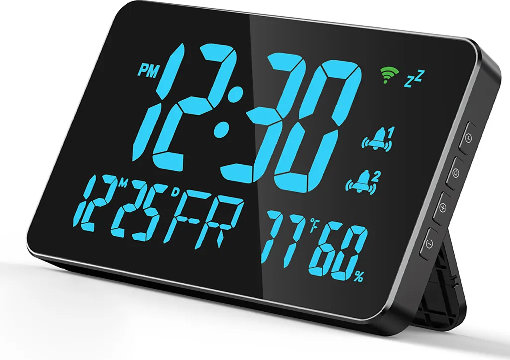 Horloge Digitale WiFi pour Bureau et École avec Suivi de Température