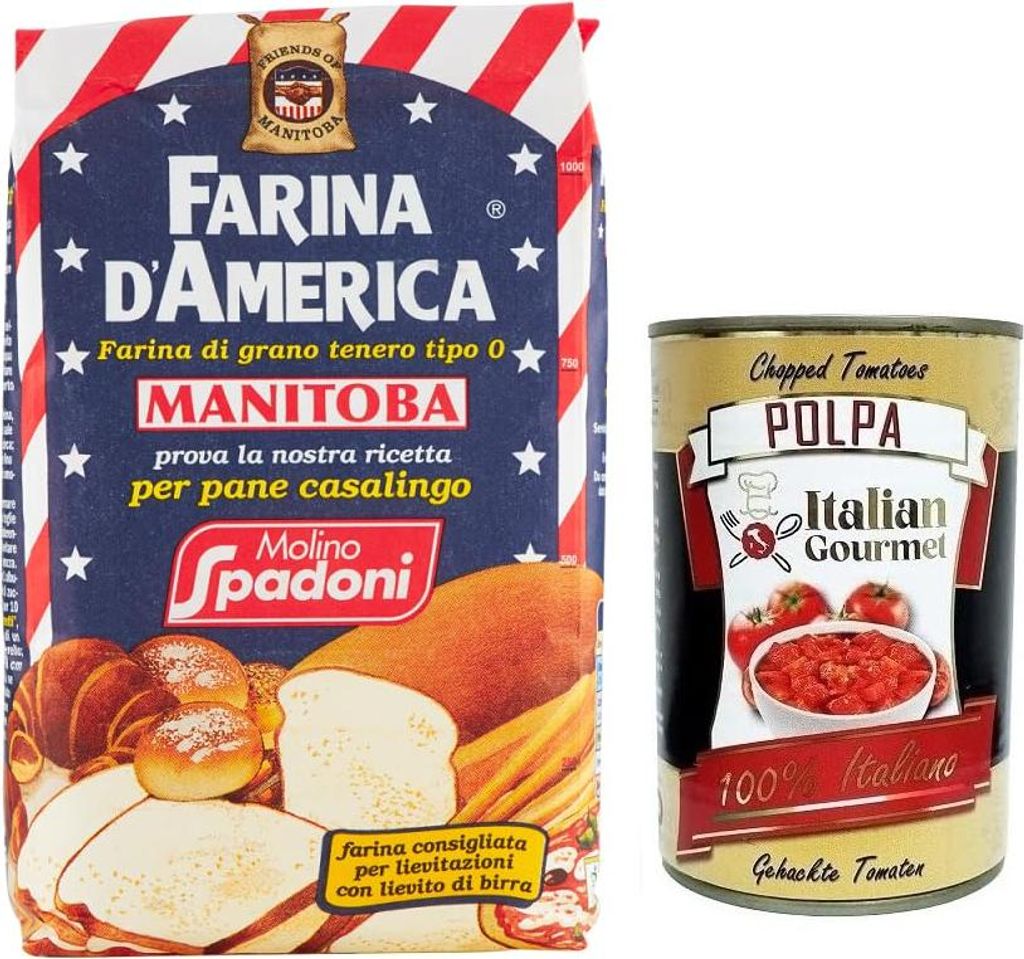 Molino Spadoni Farina Mehl Typ 0 vom amerikanischen Typ Manitoba,Ideal für Brot, Pizza, Focaccia, Kuchen, Kekse und Desserts,1Kg + Italian Gourmet...