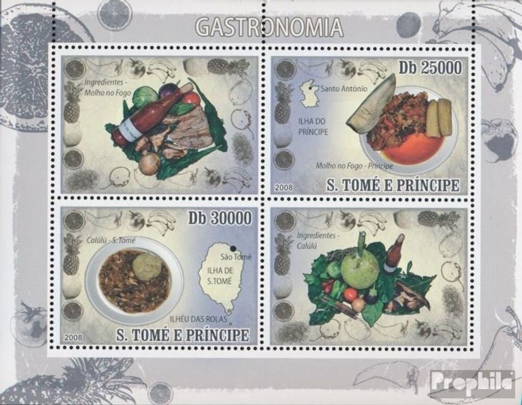 Briefmarken Sao Tome e Principe 2009 Mi 3901-3902 Kleinbogen (kompl. Ausgabe) postfrisch Gastronomie von Sao Tome & Principe