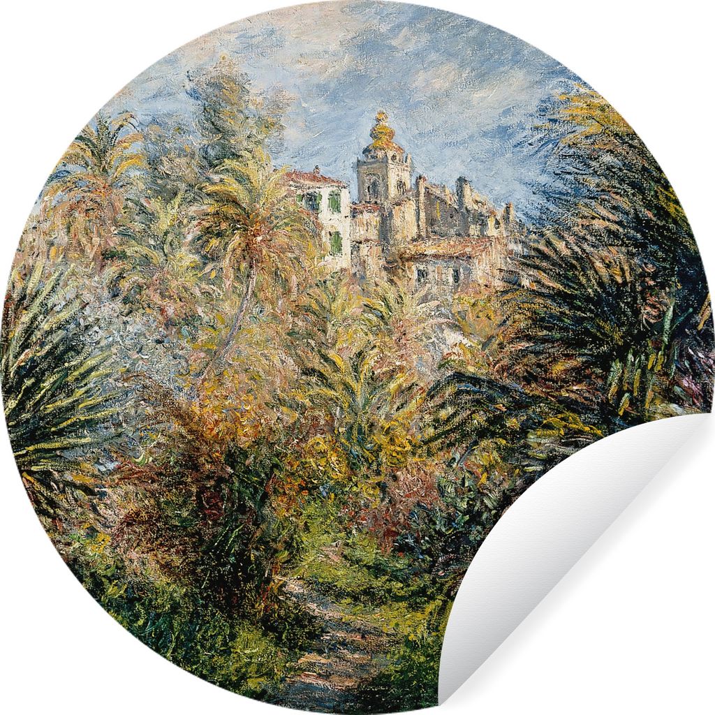 MuchoWow Runde Wandtattoo - Wandsticker Tapete Aufkleber Garten in Bordighera, morgens - Gemälde von Claude Monet Ø 50 cm Selbstklebend und Rep...