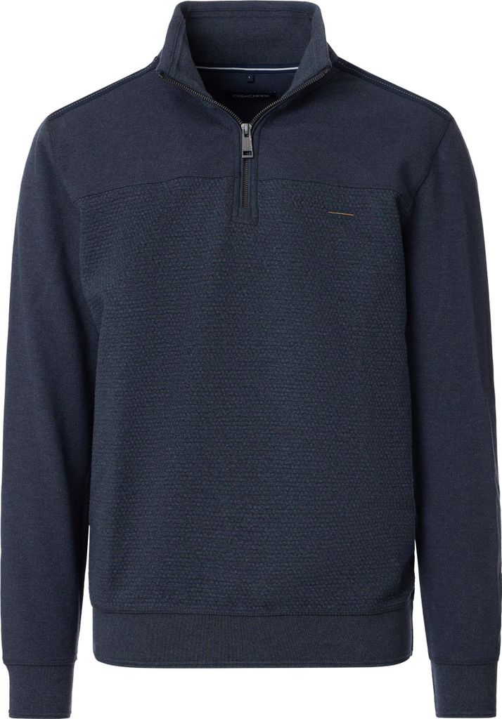 CASAMODA Herren Sweat-Troyer Zipper Regular Baumwollmix Blau 3XL