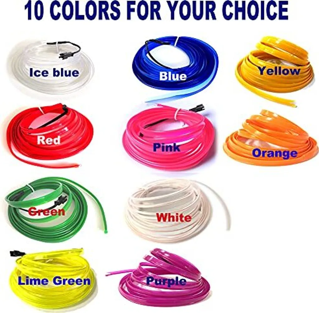 Filo Blu El Con Bordo Da Cucito Da 6 Mm, Filo Neon Da 3 M, 12 V, Con