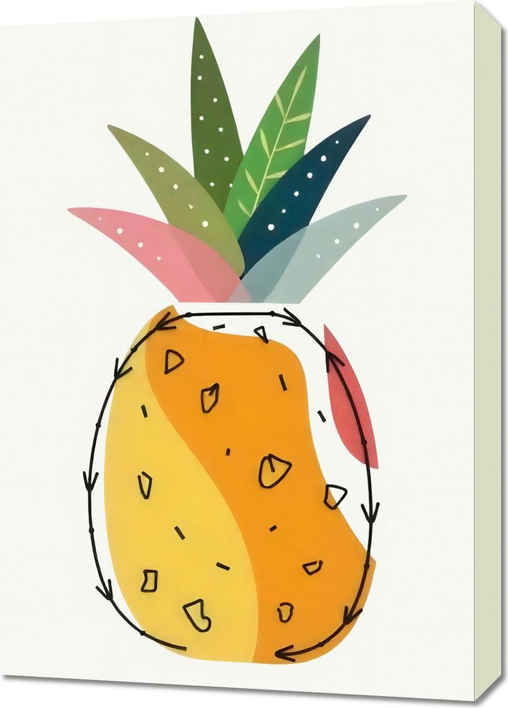 Bild 50x70cm Modern Früchte und Ananas Pop Art Vintage für das Wohnzimmer