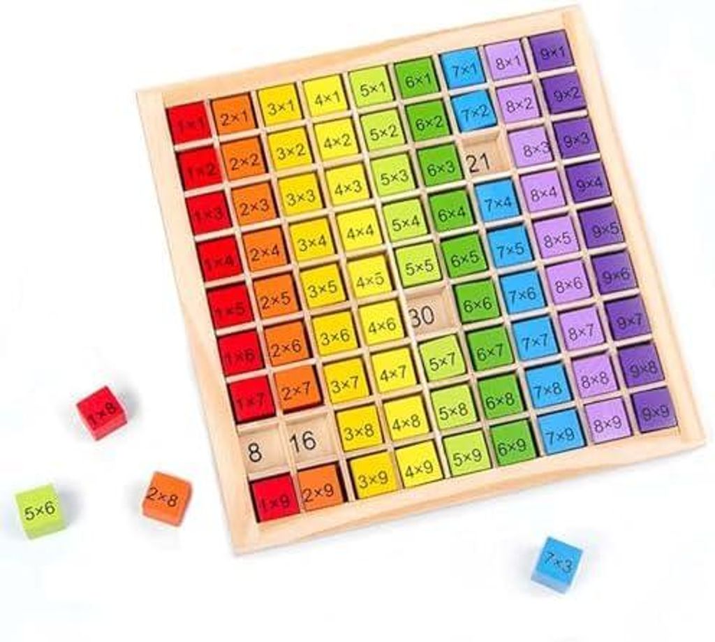 Hölz 1x1 Lernen Rechenbrett, Hölzerne Montessori Mathe Lernbrett für Grundschüler, 1x1 99 Multiplikationsbrett Mathe Arithmetik Lehrmittel, Mat...