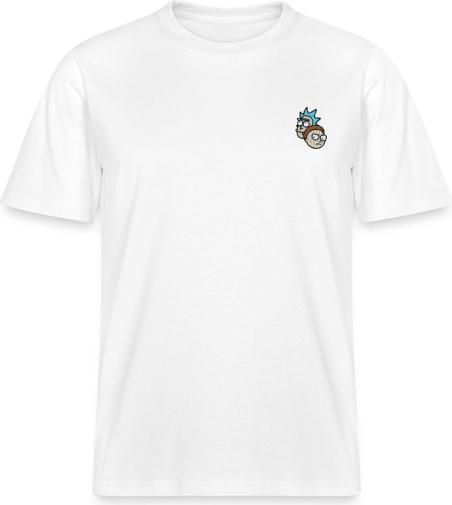 Spreadshirt Rick & Morty Köpfe Als Stick-Design Relaxed Fit Uni T-Shirt, S, Weiß