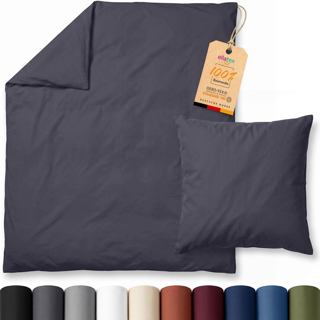 EllaTex Renforcé Bettwäsche 155x220 + 80x80 cm Baumwolle – Produktbild 