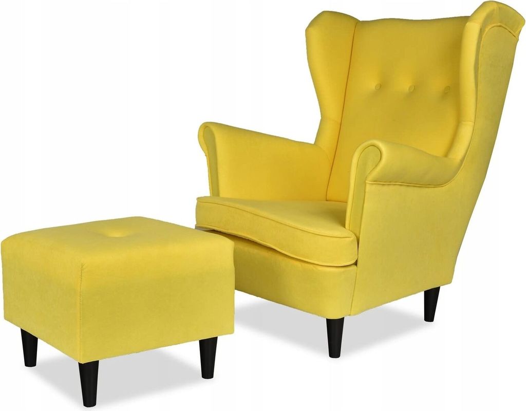 Family Meble Ohrensessel mit Hocker Ari Relaxsessel Skandinavisch Loungesessel Fernsehsessel Für Wohnzimmer Esszimmer Schlafzimmer Büro (MKR 21)