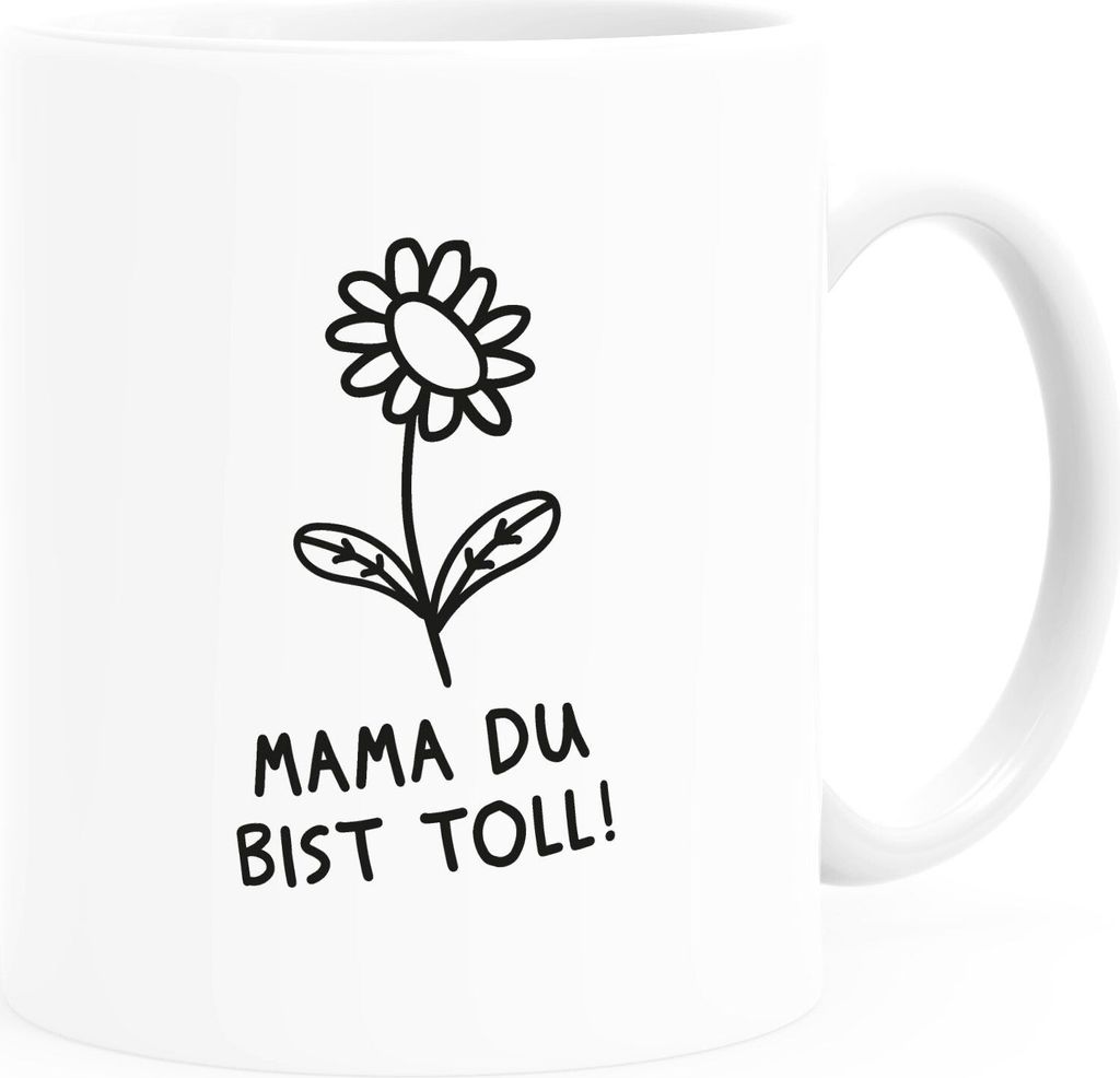 Kaffee-Tasse Blümchen mit Botschaft personalisierte Geschenke zum Muttertag Weihnachten Geburtstag Dankeschön SpecialMe Mama du bist toll! wei...