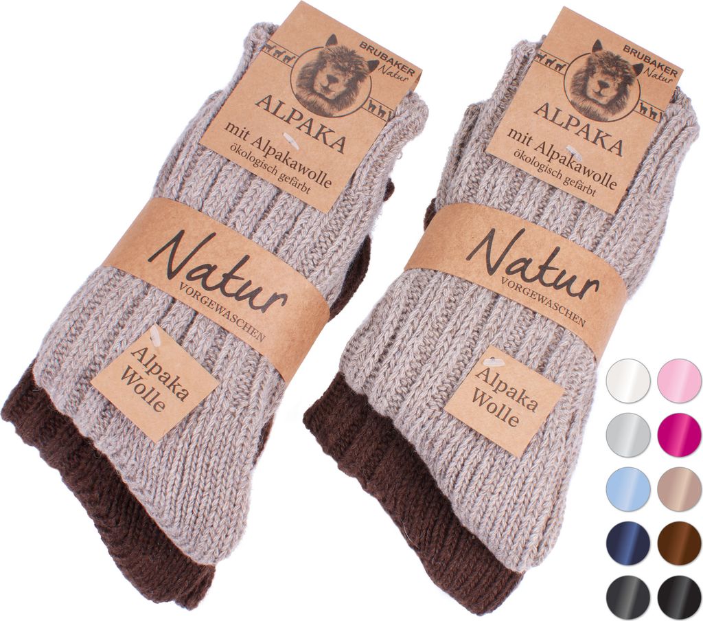 BRUBAKER 4 Paar Alpaka Socken mit Alpakawolle - Produktbild 
