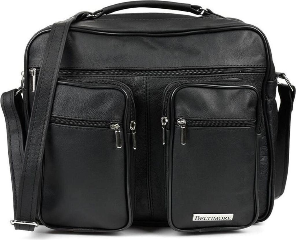 BELTIMORE große schwarze Herrentasche mit zwei Fächern