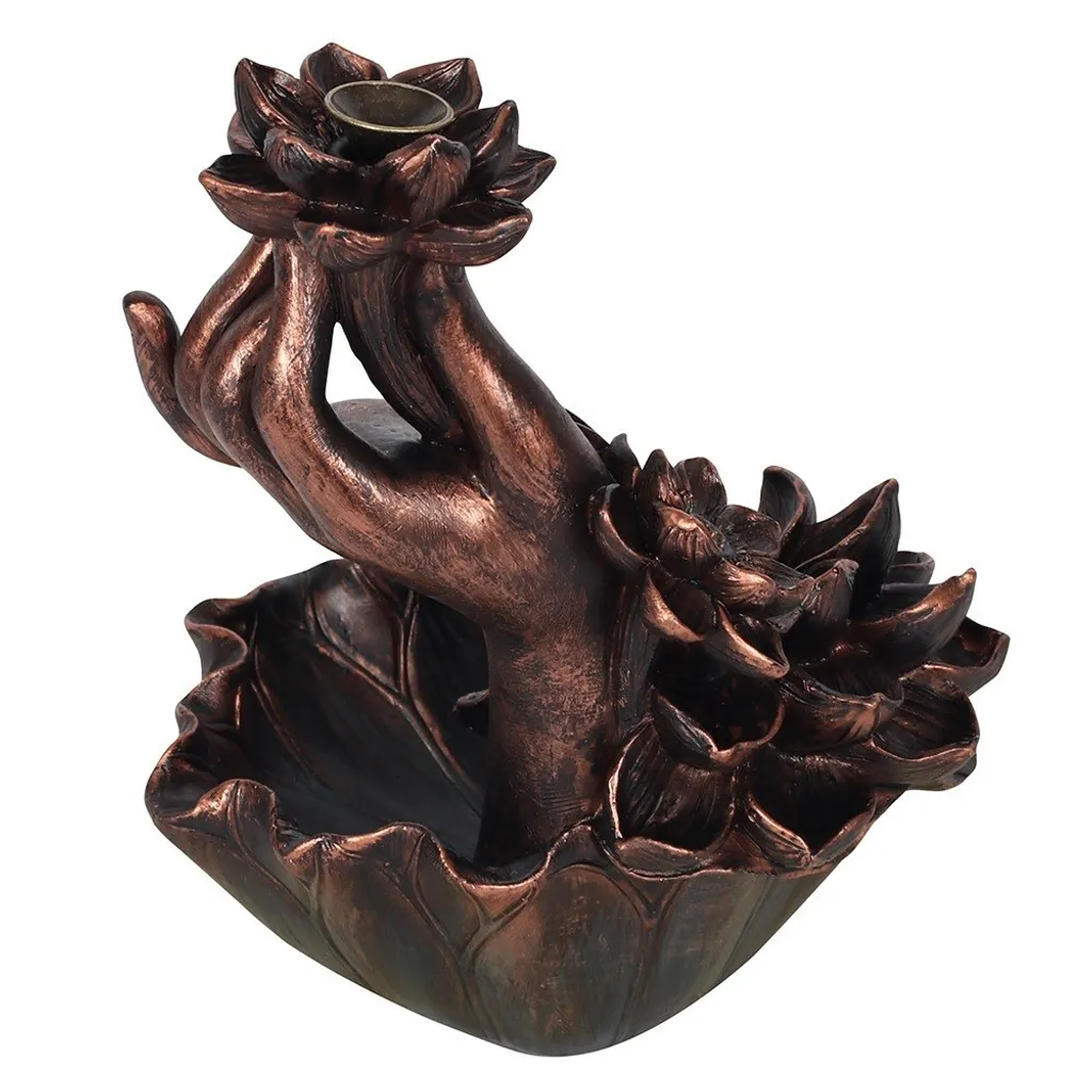 Encensoir à reflux SD2931 marron - Design main et fleur effet cascade