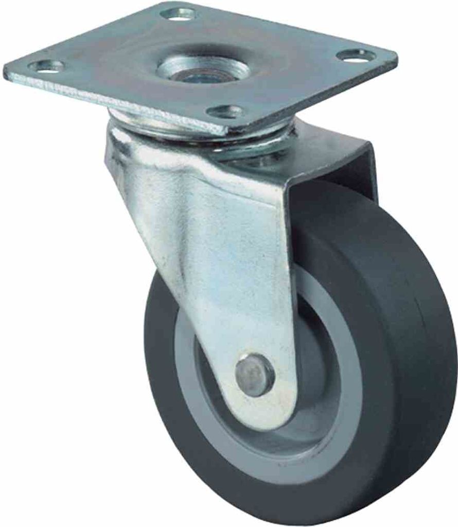 BS Rollen F26050 Lenkrolle Gummi 50mm 47x47, 40 kg, schwarz/silber