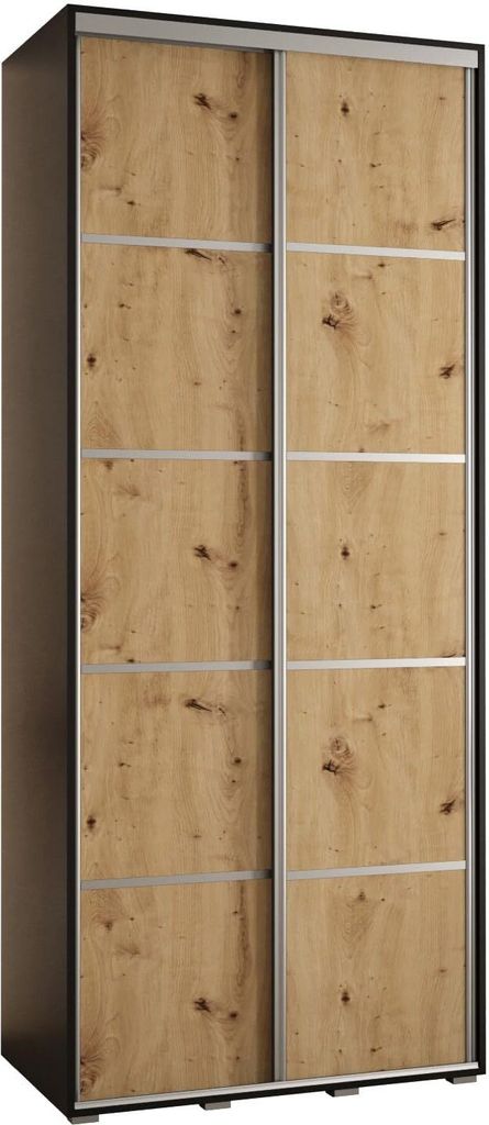 MEBLE KRYSPOL Davos 4 Schrank, zwei Türen - 235,2x120x45 cm - Schwarz Artisan Silber