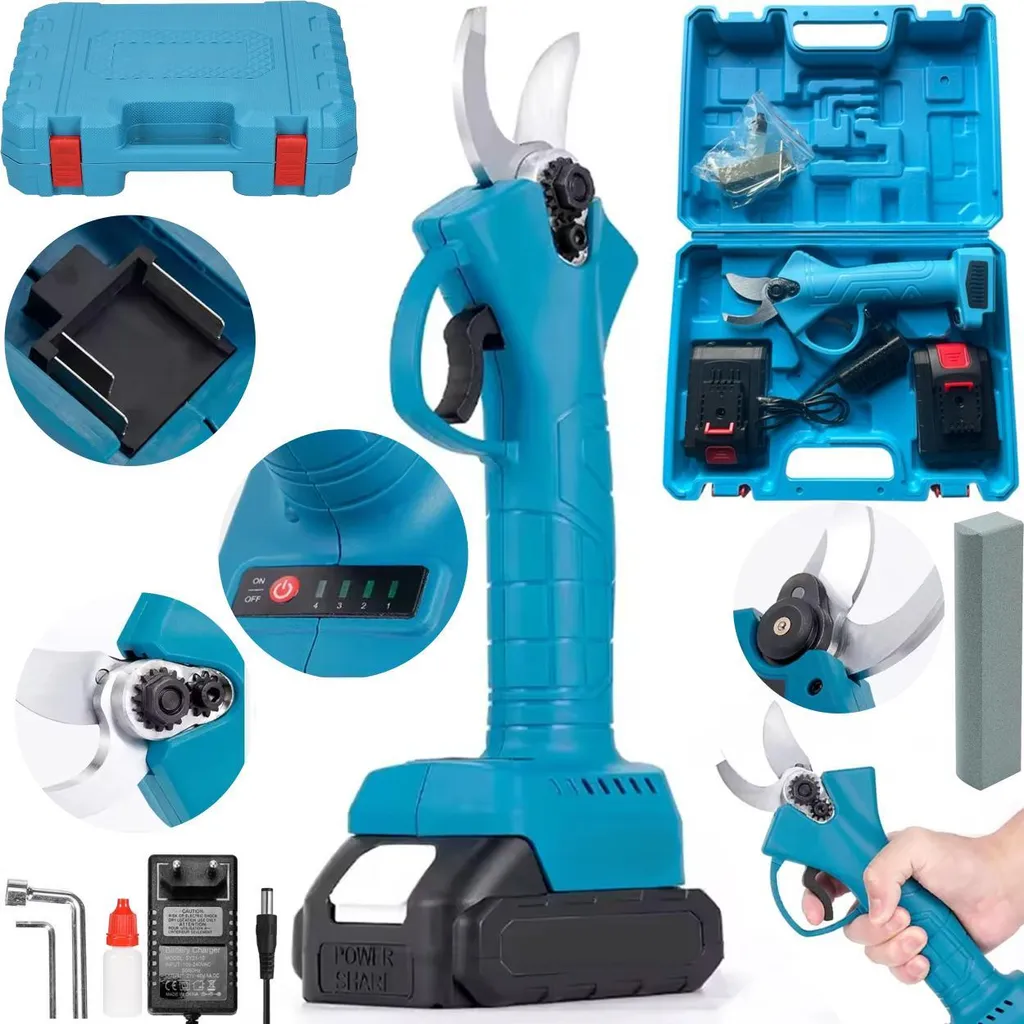 Sécateur électrique sans fil 21V avec 2 batteries 1500 mAh Lithium