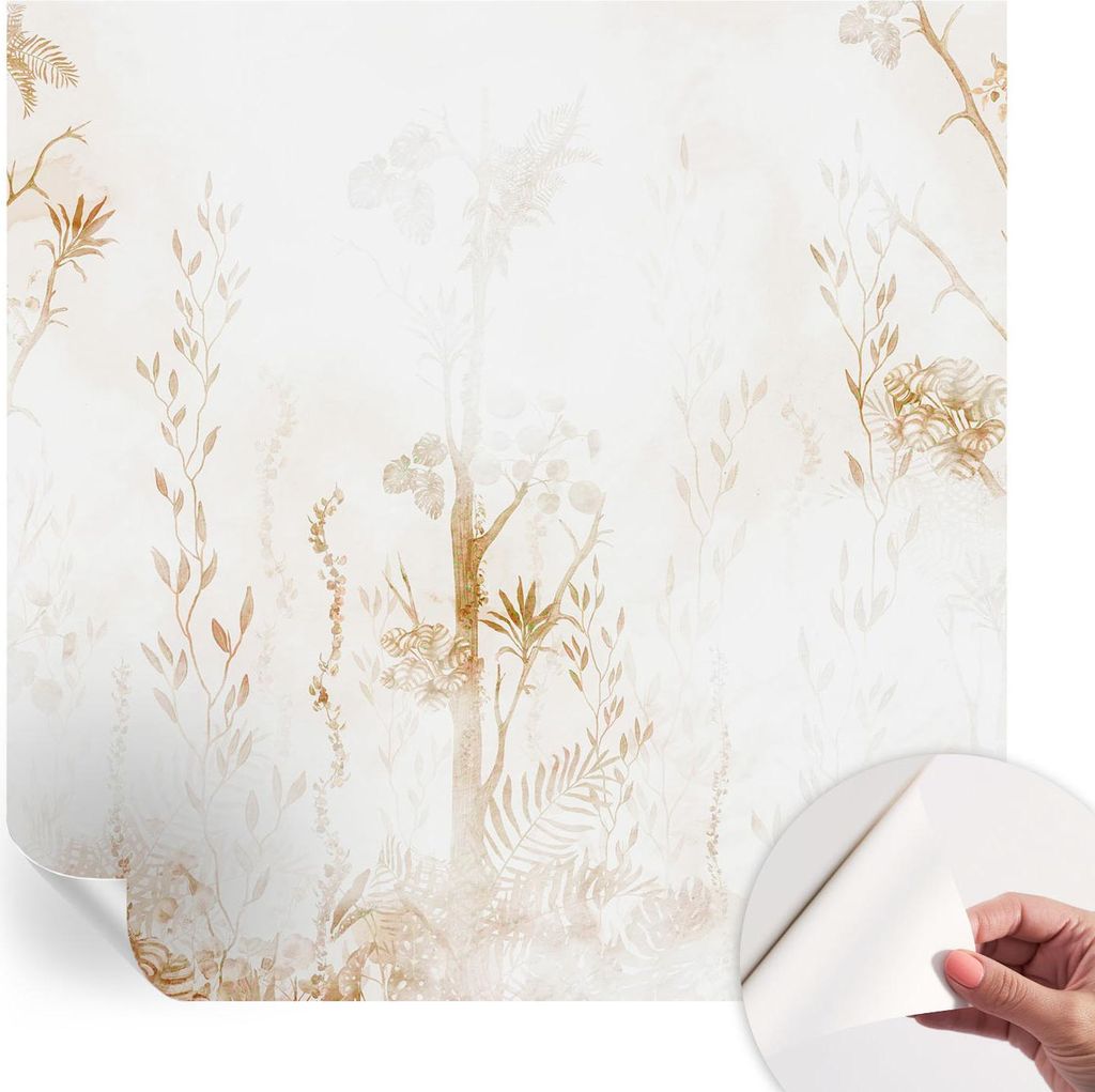 Selbstklebende Wandtapete - Dekorative Tapete für Wohnzimmer - Klebefolie für Wandbilder - Tapetenfolie für Wanddekoration - 250x250 cm - Botani...