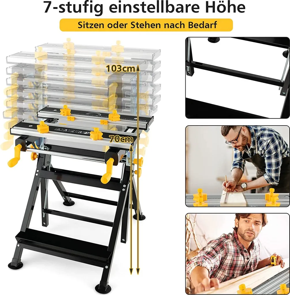 Table d'atelier réglable en hauteur et inclinable, charge max 100 kg - 2